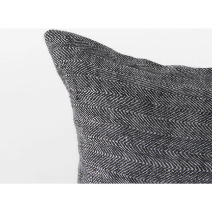 Sibyl Striped Lumbar Pillow Cover by Mercana in black. Made from fabric in a transitional style.