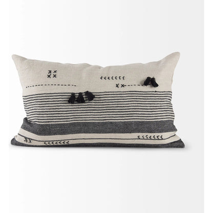Thalia Striped Lumbar Pillow Cover by Mercana in black. Made from fabric in a transitional style.