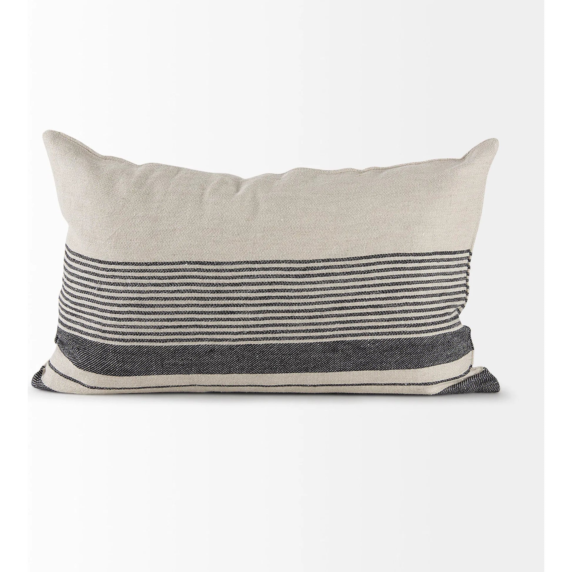Thalia Striped Lumbar Pillow Cover by Mercana in black. Made from fabric in a transitional style.