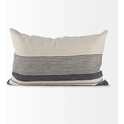 Thalia Striped Lumbar Pillow Cover by Mercana in black. Made from fabric in a transitional style.