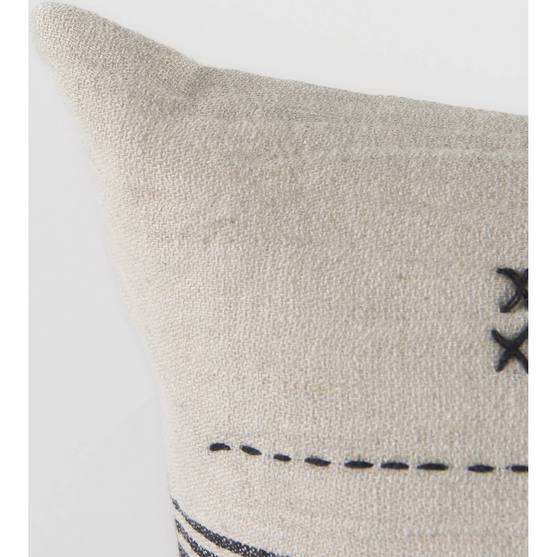 Thalia Striped Lumbar Pillow Cover by Mercana in black. Made from fabric in a transitional style.