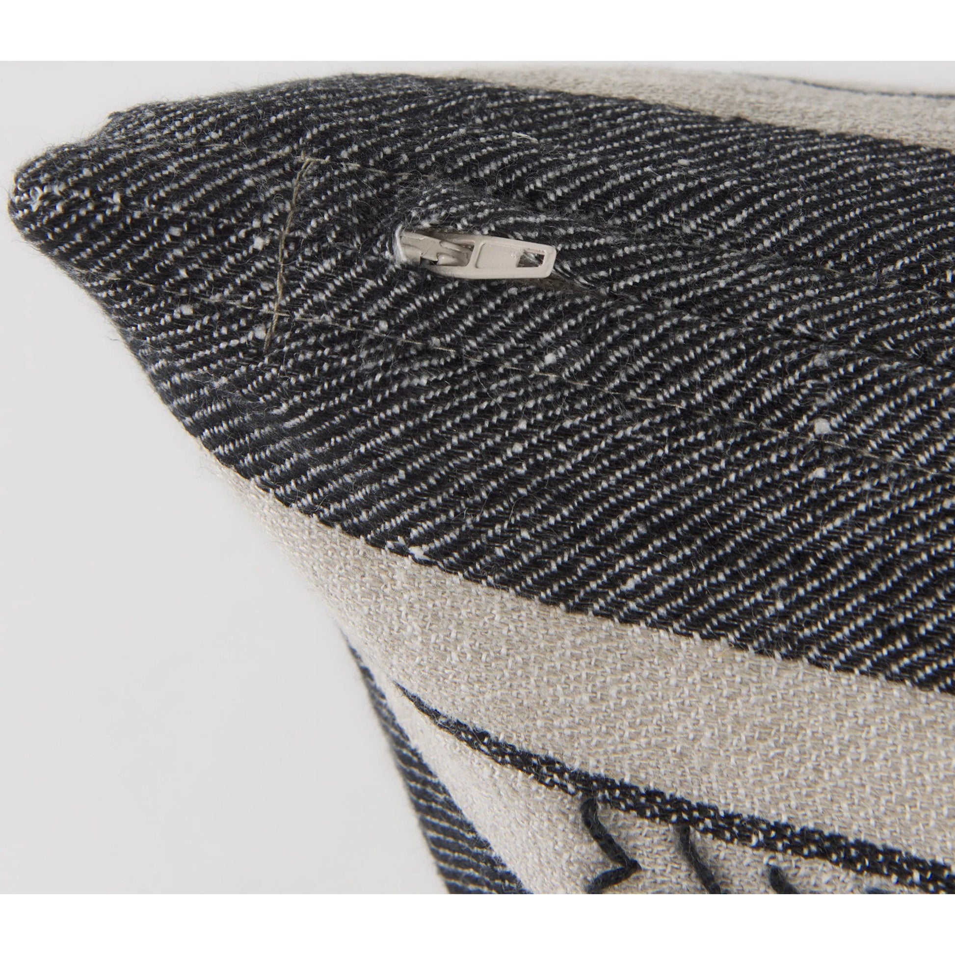 Thalia Striped Lumbar Pillow Cover by Mercana in black. Made from fabric in a transitional style.