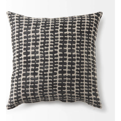 Miriam Square Pillow Cover by Mercana in black. Made from linen in a eclectic & global style.