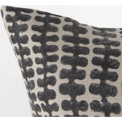 Miriam Square Pillow Cover by Mercana in black. Made from linen in a eclectic & global style.