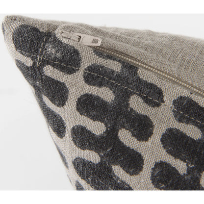 Miriam Square Pillow Cover by Mercana in black. Made from linen in a eclectic & global style.