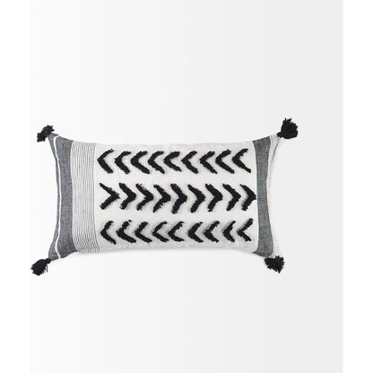 Kimia Herringbone Lumbar Pillow Cover by Mercana in black. Made from fabric in a rustic style.