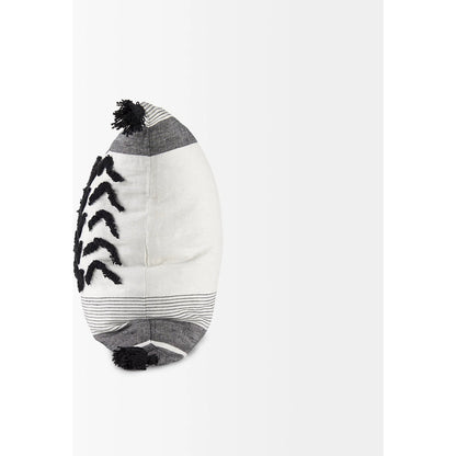 Kimia Herringbone Lumbar Pillow Cover by Mercana in black. Made from fabric in a rustic style.