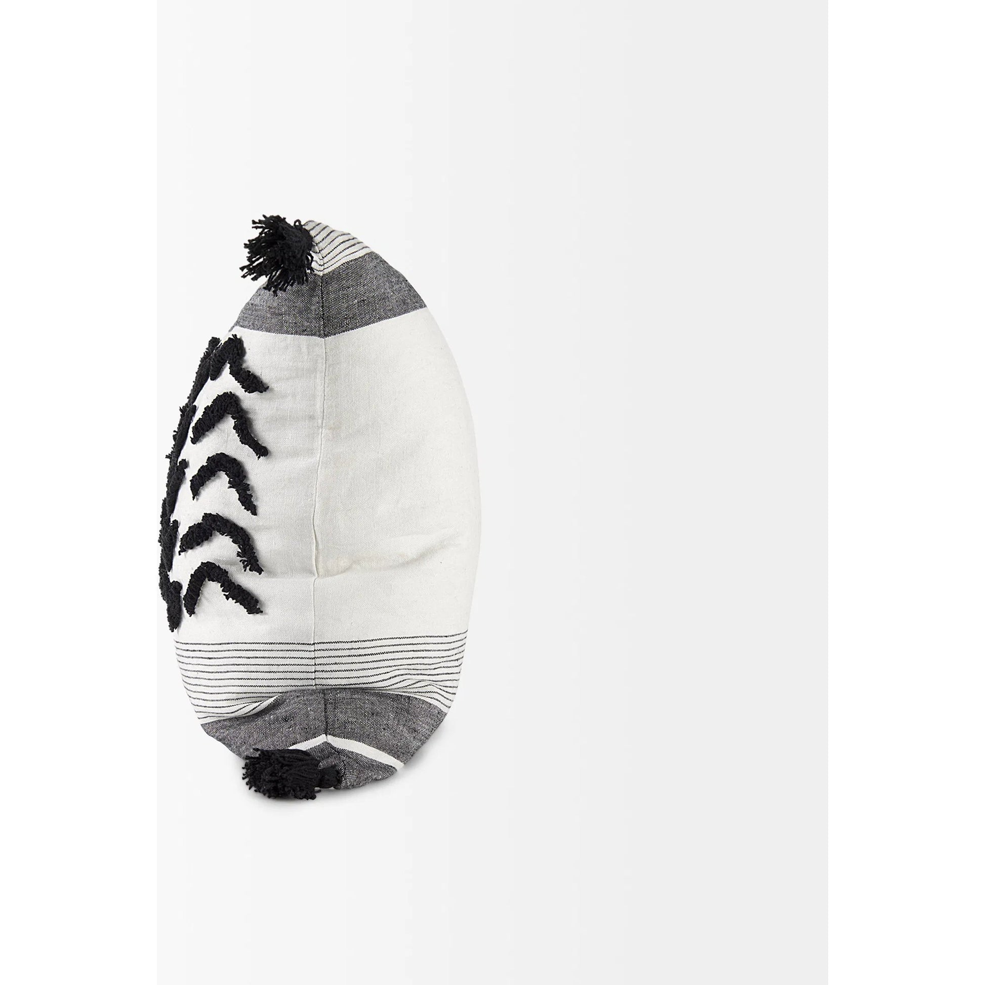 Kimia Herringbone Lumbar Pillow Cover by Mercana in black. Made from fabric in a rustic style.