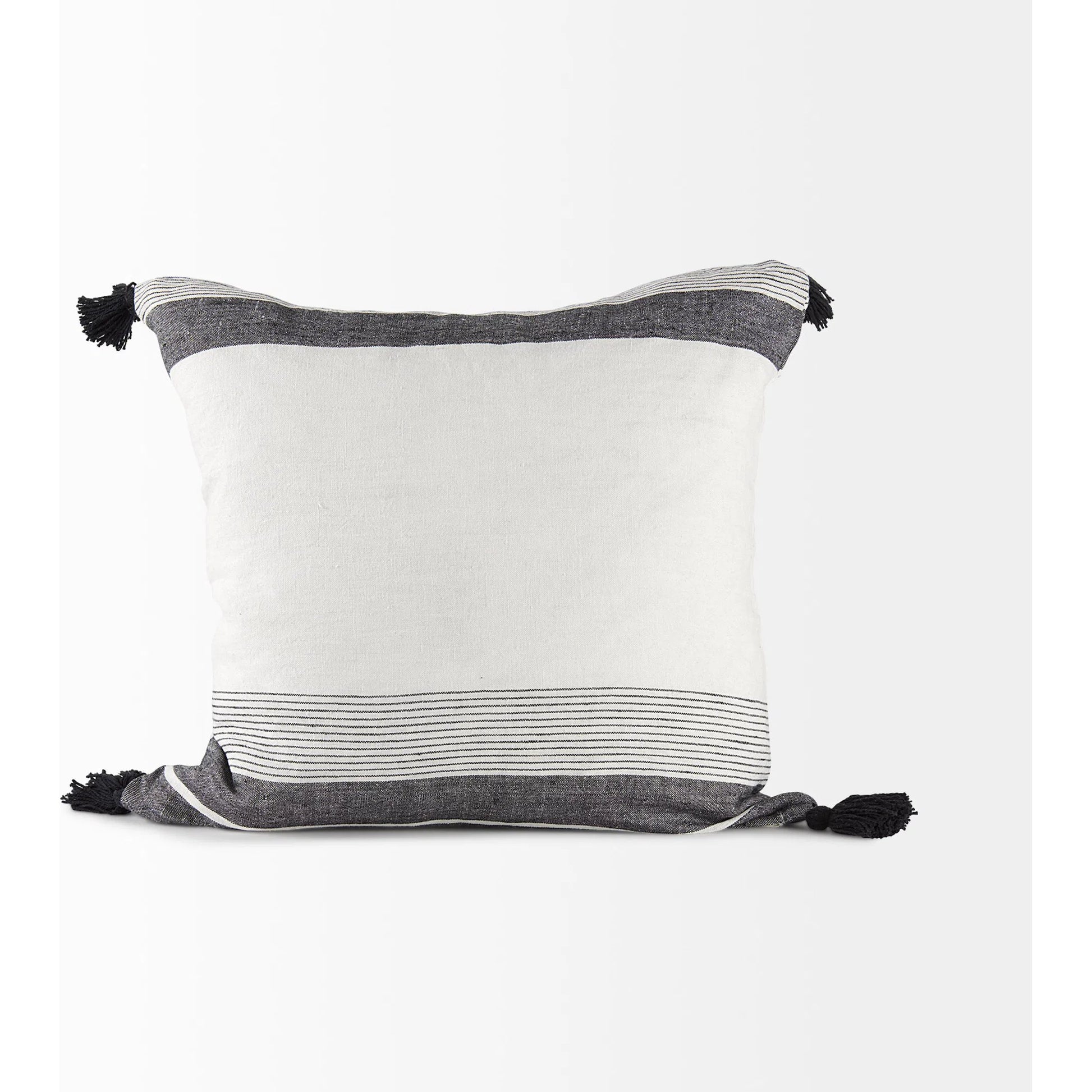 Kimia Herringbone Lumbar Pillow Cover by Mercana in black. Made from fabric in a rustic style.