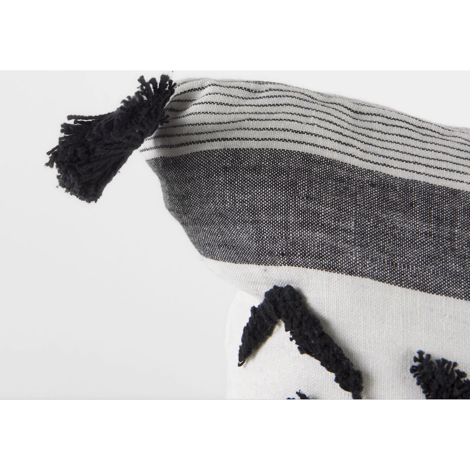 Kimia Herringbone Lumbar Pillow Cover by Mercana in black. Made from fabric in a rustic style.