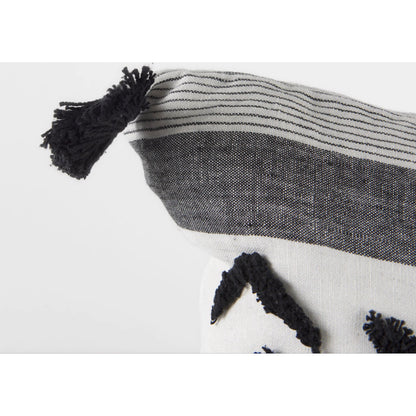 Kimia Herringbone Lumbar Pillow Cover by Mercana in black. Made from fabric in a rustic style.