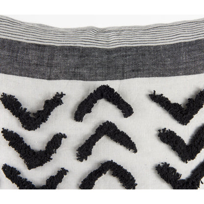 Kimia Herringbone Lumbar Pillow Cover by Mercana in black. Made from fabric in a rustic style.