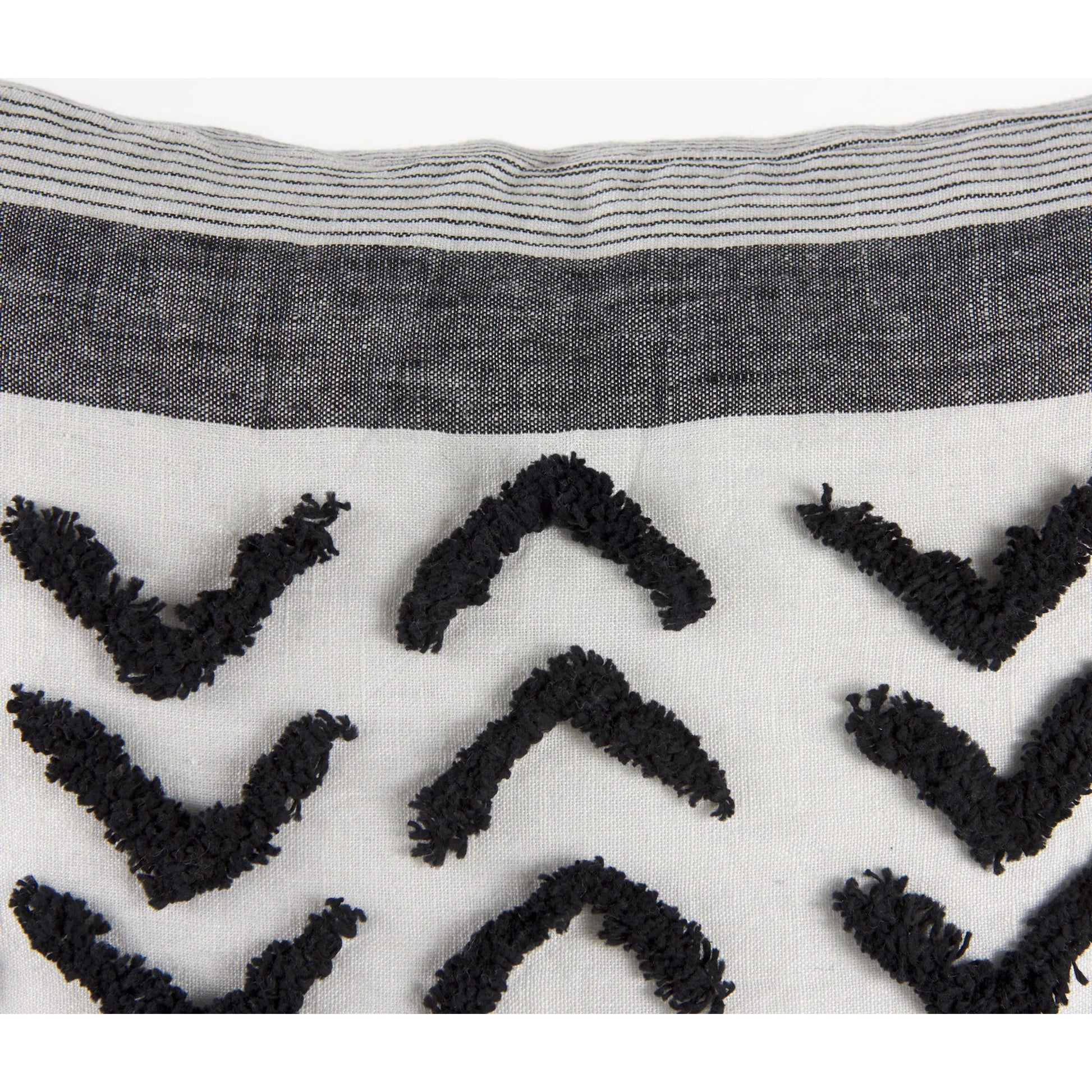 Kimia Herringbone Lumbar Pillow Cover by Mercana in black. Made from fabric in a rustic style.