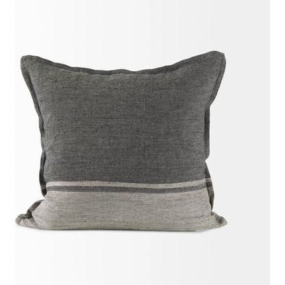 Zadie Color Blocked Square Pillow Cover by Mercana in gray. Made from fabric in a transitional style.