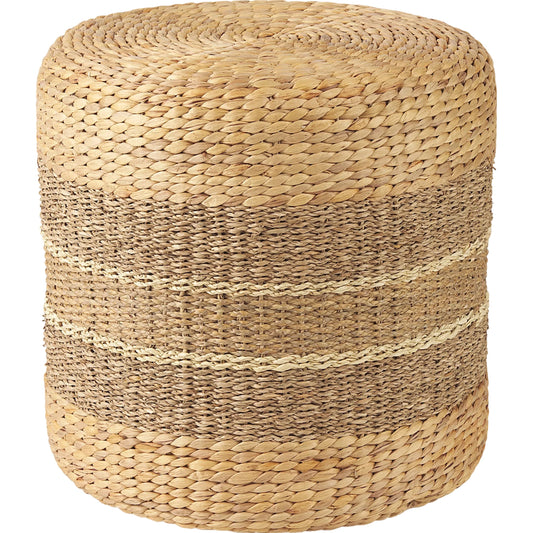 Maya Round Pouf by Mercana in brown. Made from seagrass in a unique style.