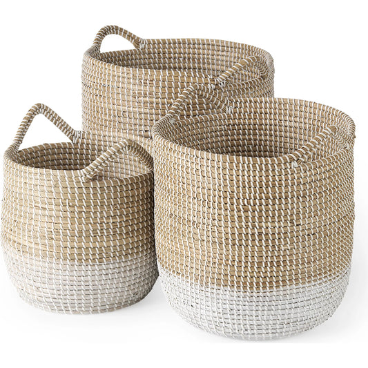 Maddie Dipped Basket (Set of 3) by Mercana. Made from seagrass in a unique style.