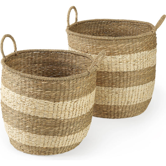 Bradley Baskets (Set of 2) by Mercana in brown. Made from seagrass in a unique style.