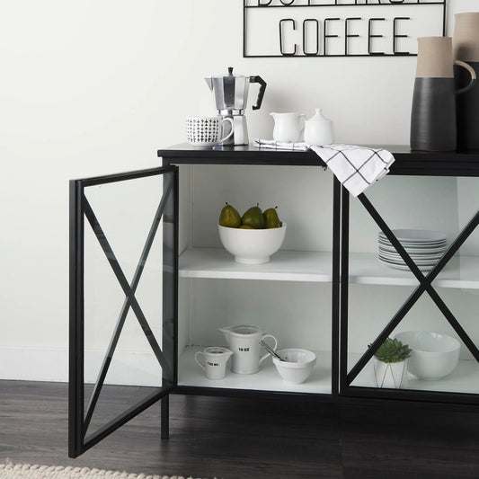 Aurelia Accent Cabinet by Mercana in black, white. Made from unique in a unique style.