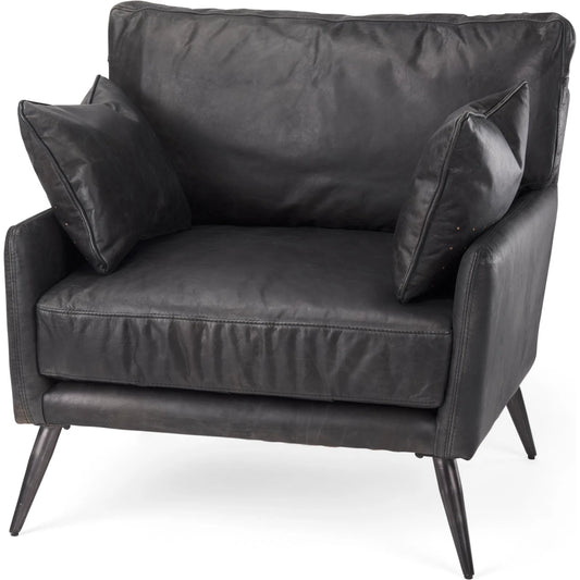 Cochrane Upholstered Chair by Mercana in black. Made from leather in a unique style.
