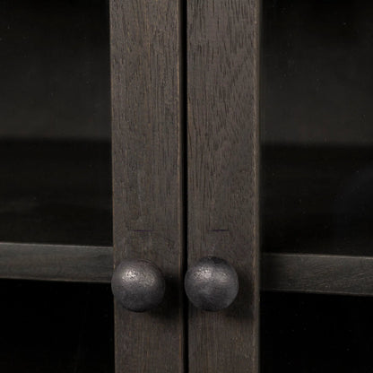 Arelius Accent Cabinet by Mercana. Made from glass, solid wood, steel in a modern style.