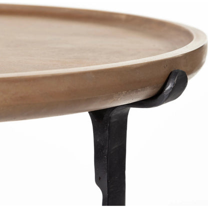 Helios End/Side Table by Mercana in mango wood, natural. Made from unique in a modern style.