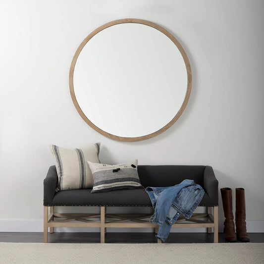 Bergen Bench by Mercana in gray. Made from fabric, wood in a unique style.