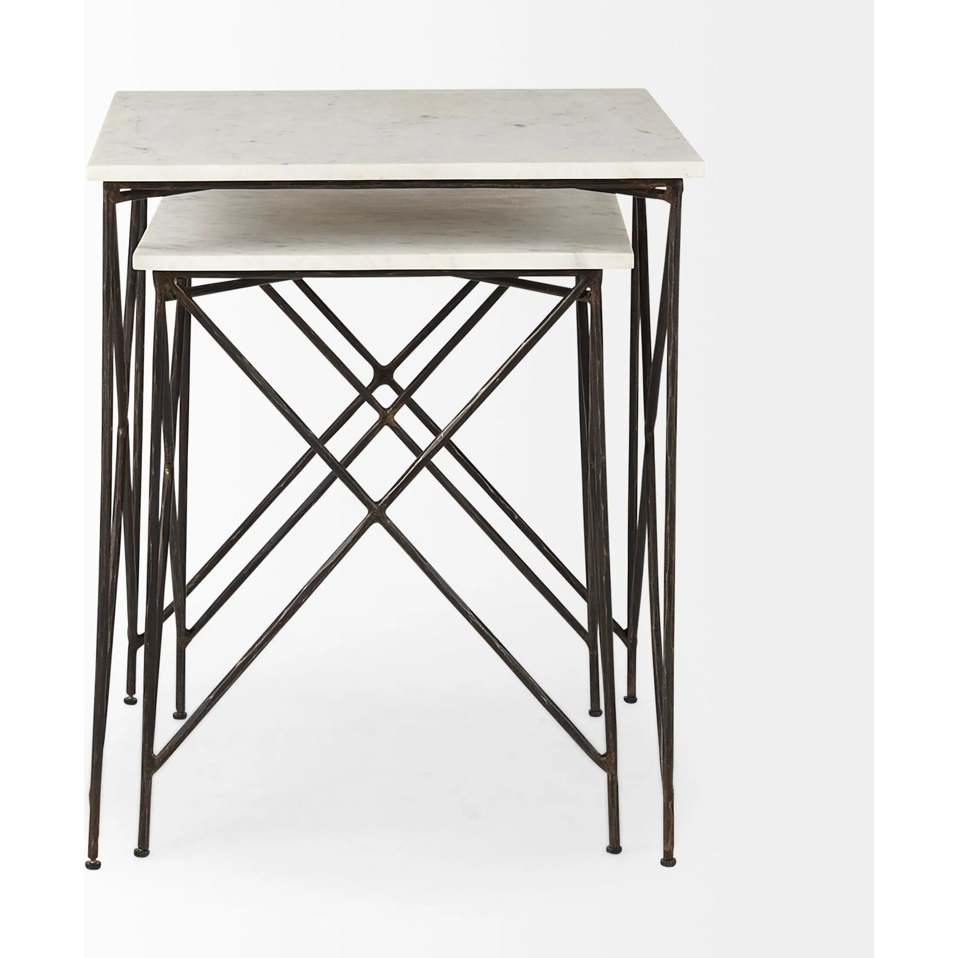 Lorlei End Tables by Mercana in white. Made from stone in a unique style.