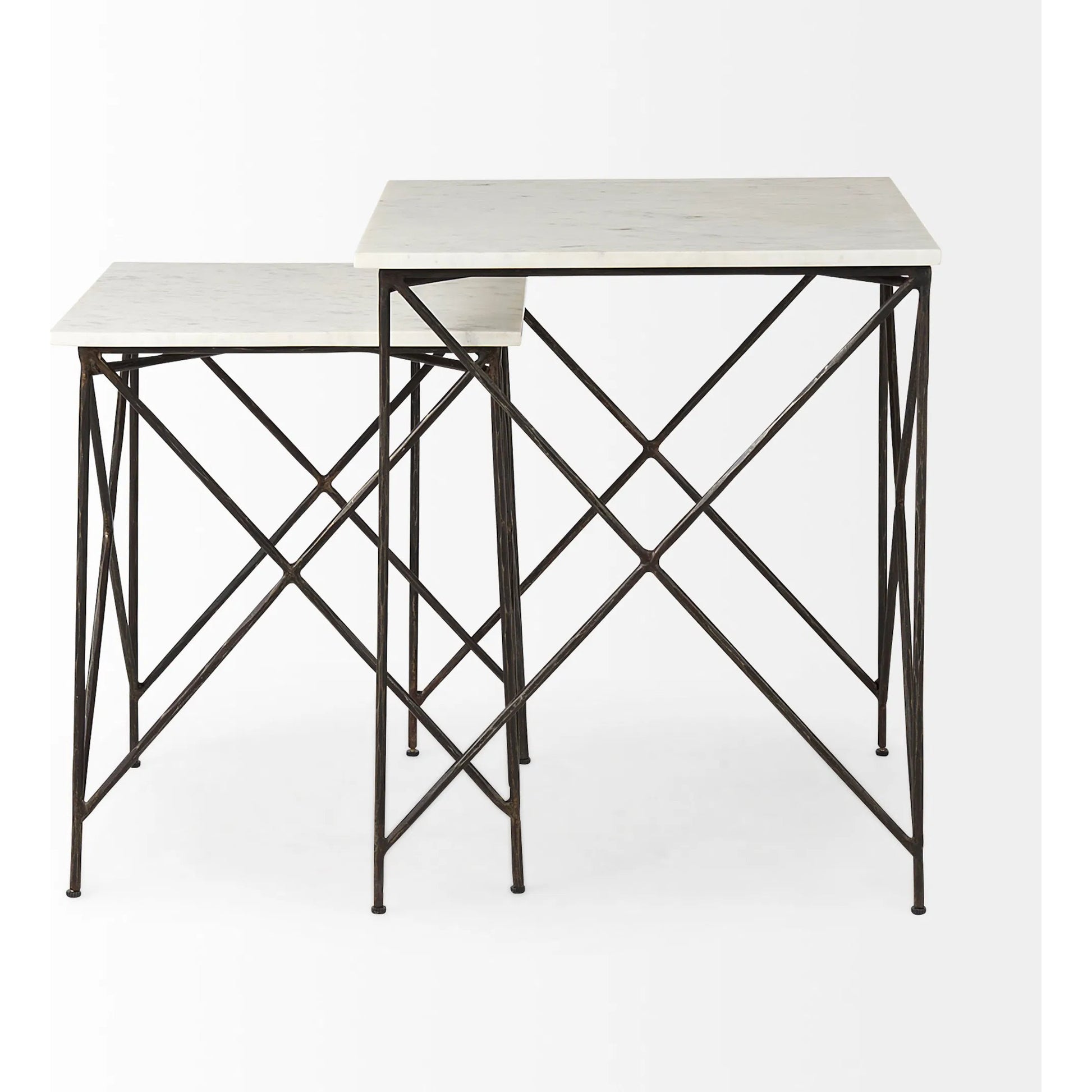 Lorlei End Tables by Mercana in white. Made from stone in a unique style.