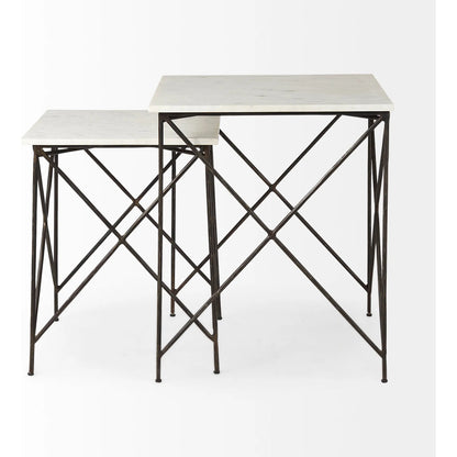 Lorlei End Tables by Mercana in white. Made from stone in a unique style.