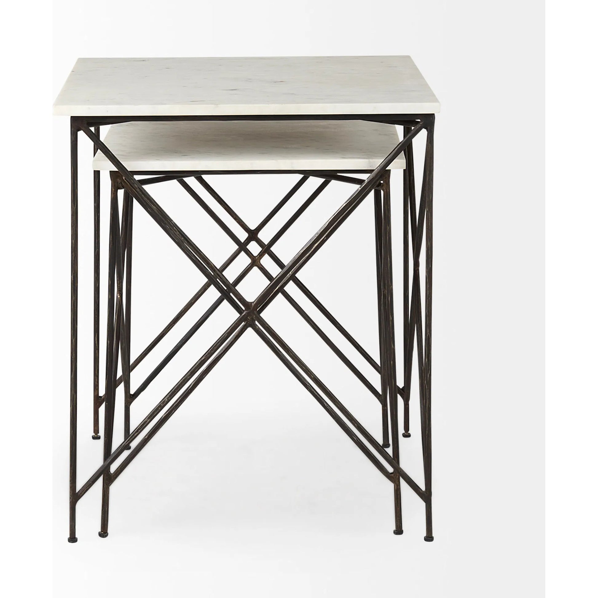Lorlei End Tables by Mercana in white. Made from stone in a unique style.