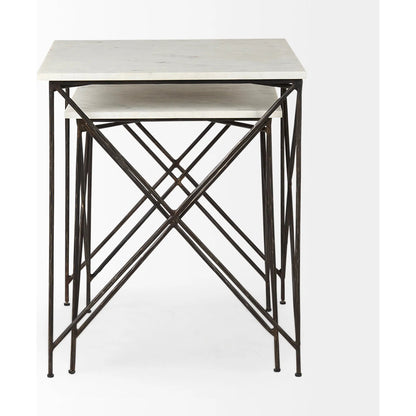 Lorlei End Tables by Mercana in white. Made from stone in a unique style.