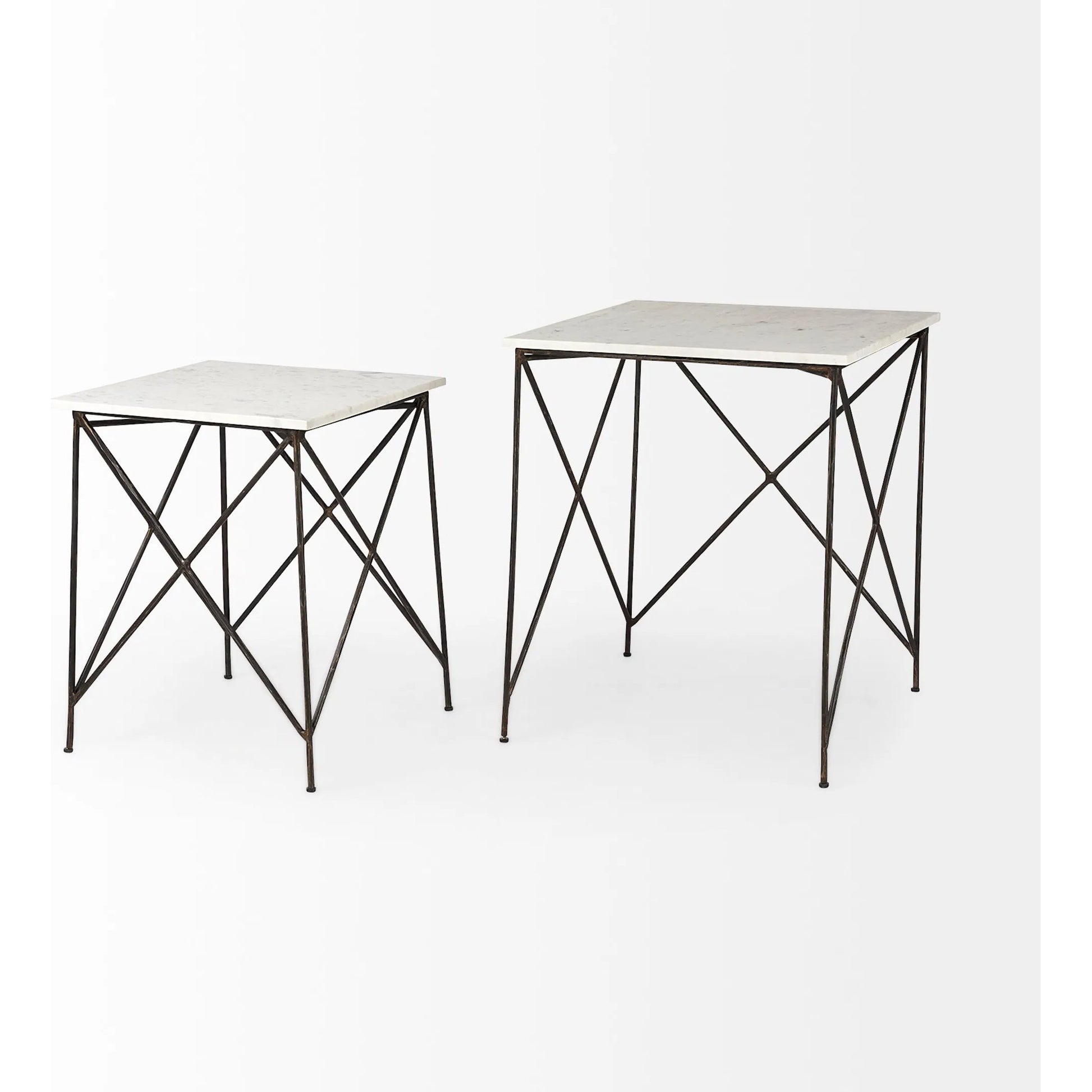 Lorlei End Tables by Mercana in white. Made from stone in a unique style.