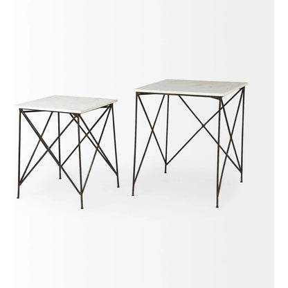 Lorlei End Tables by Mercana in white. Made from stone in a unique style.