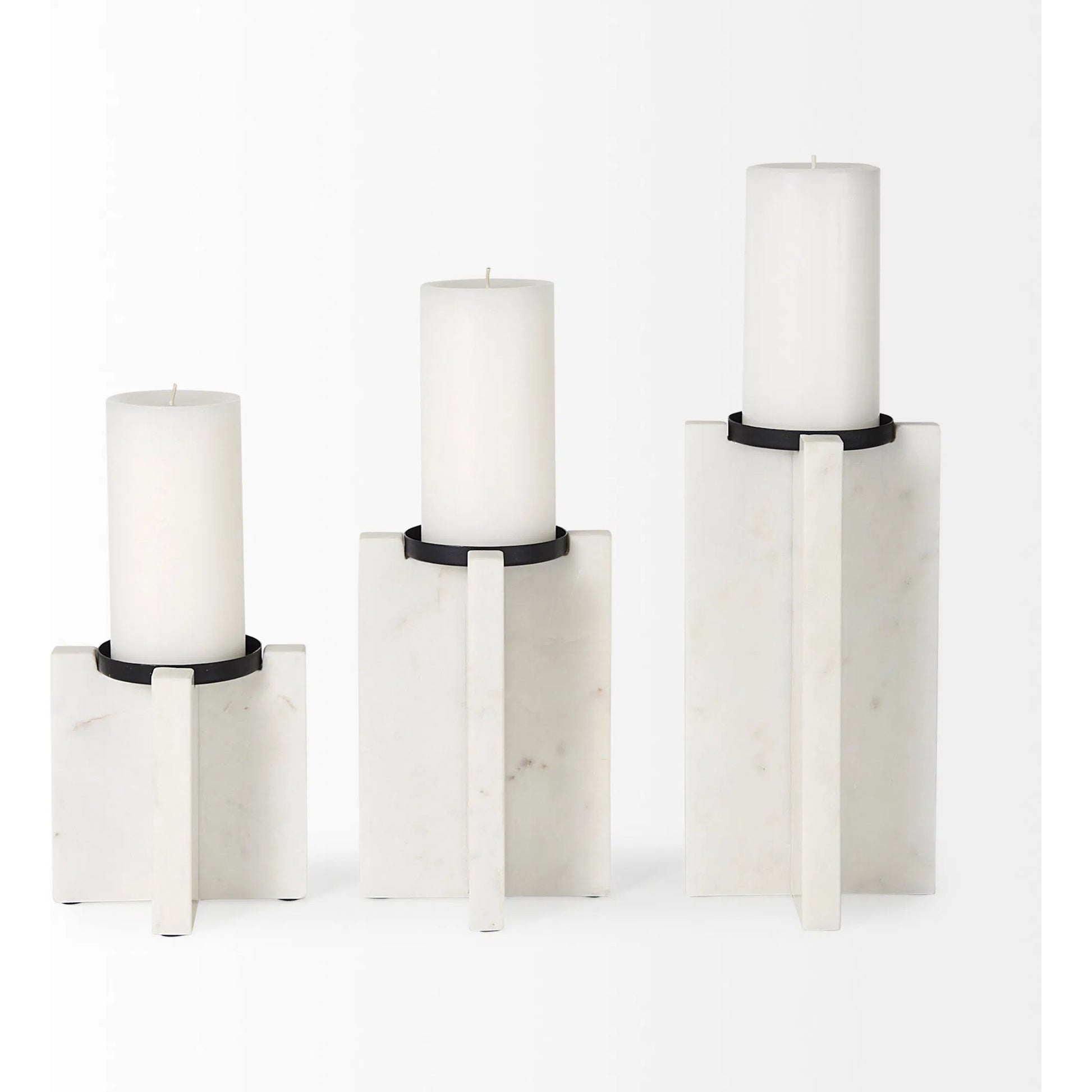 Sophia Candle Holder by Mercana in white. Made from marble in a unique style.