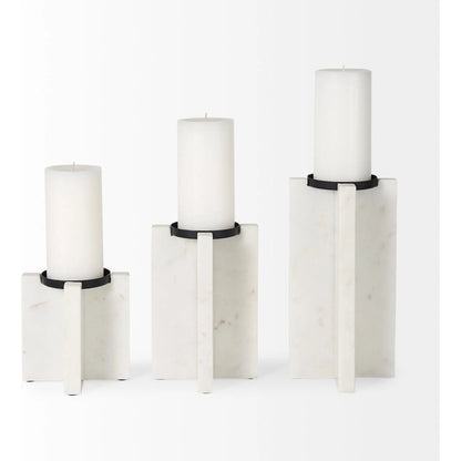 Sophia Candle Holder by Mercana in white. Made from marble in a unique style.