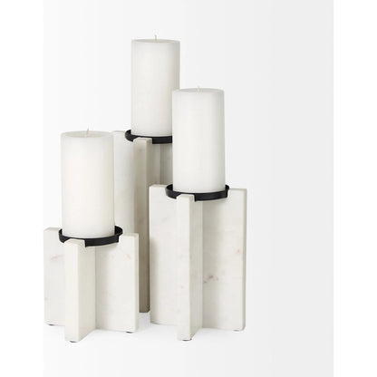 Sophia Candle Holder by Mercana in white. Made from marble in a unique style.