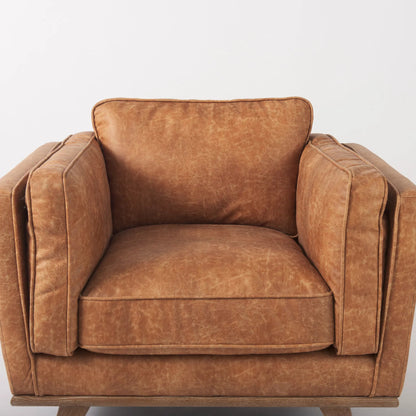 Brooks Leather Chair by Mercana in cognac. Made from unique in a traditional style.
