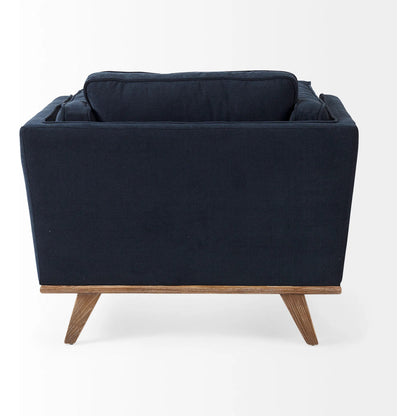 Brooks Upholstered Chair by Mercana in navy. Made from wood in a modern style.