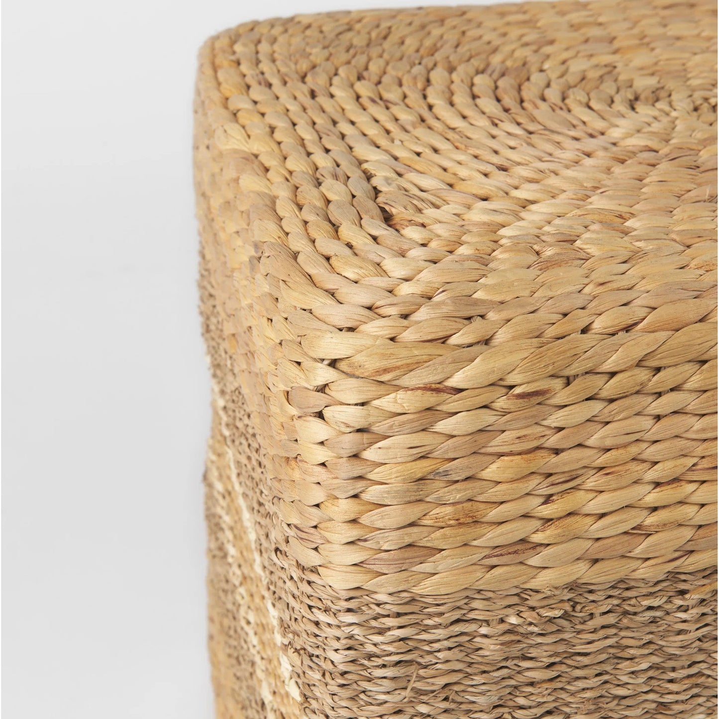017 SI-2369615 | Closeup | Maya Sqaure Pouf by Mercana in brown. Made from seagrass in a rustic style.