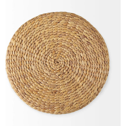 Maya Round Pouf by Mercana in brown. Made from seagrass in a rustic style.