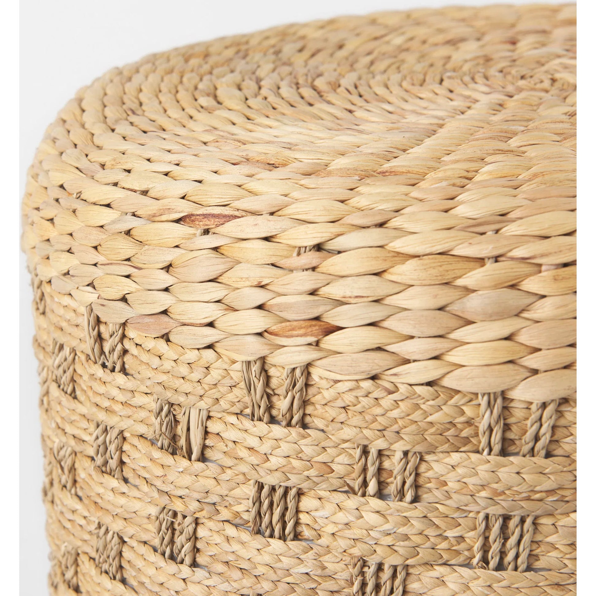 Michelle Pouf by Mercana in brown. Made from seagrass in a rustic style.