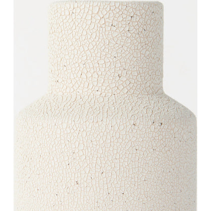 Salar Gourd Crackled Vase by Mercana in cream. Made from ceramic in a modern style.
