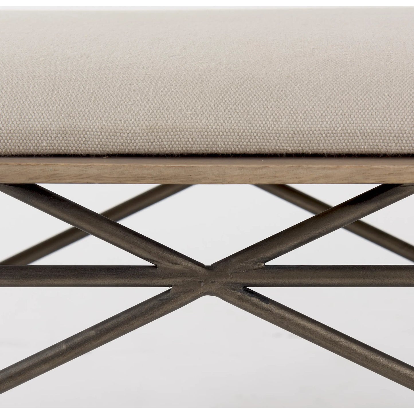 015 SI-2369498 | Closeup | Camille Bench by Mercana in cream. Made from metal in a modern style.