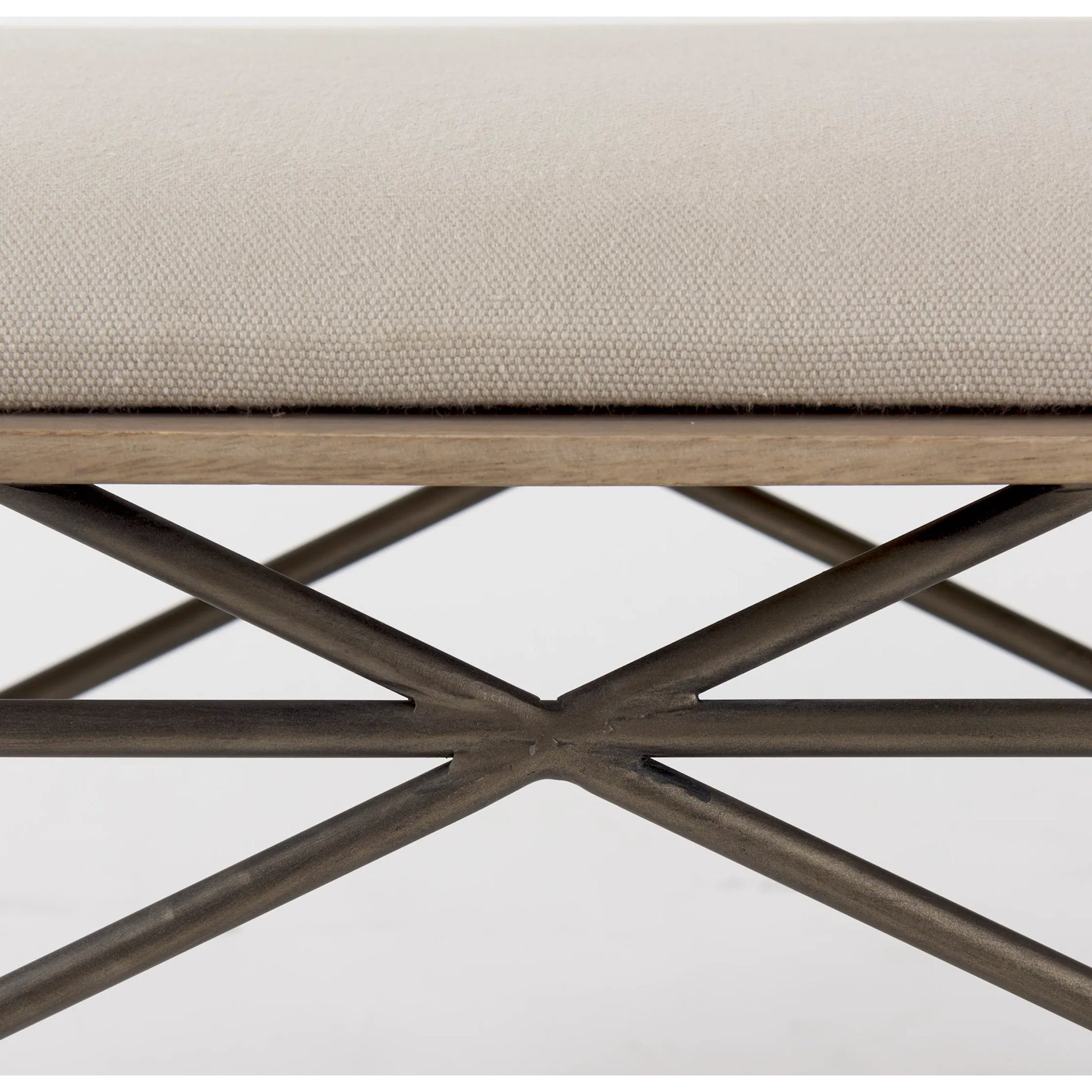 Camille Bench by Mercana in cream. Made from metal in a modern style.