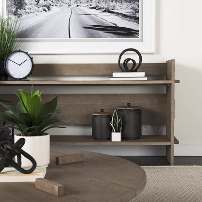 Aida Console Table by Mercana in gray. Made from solid wood in a transitional style.