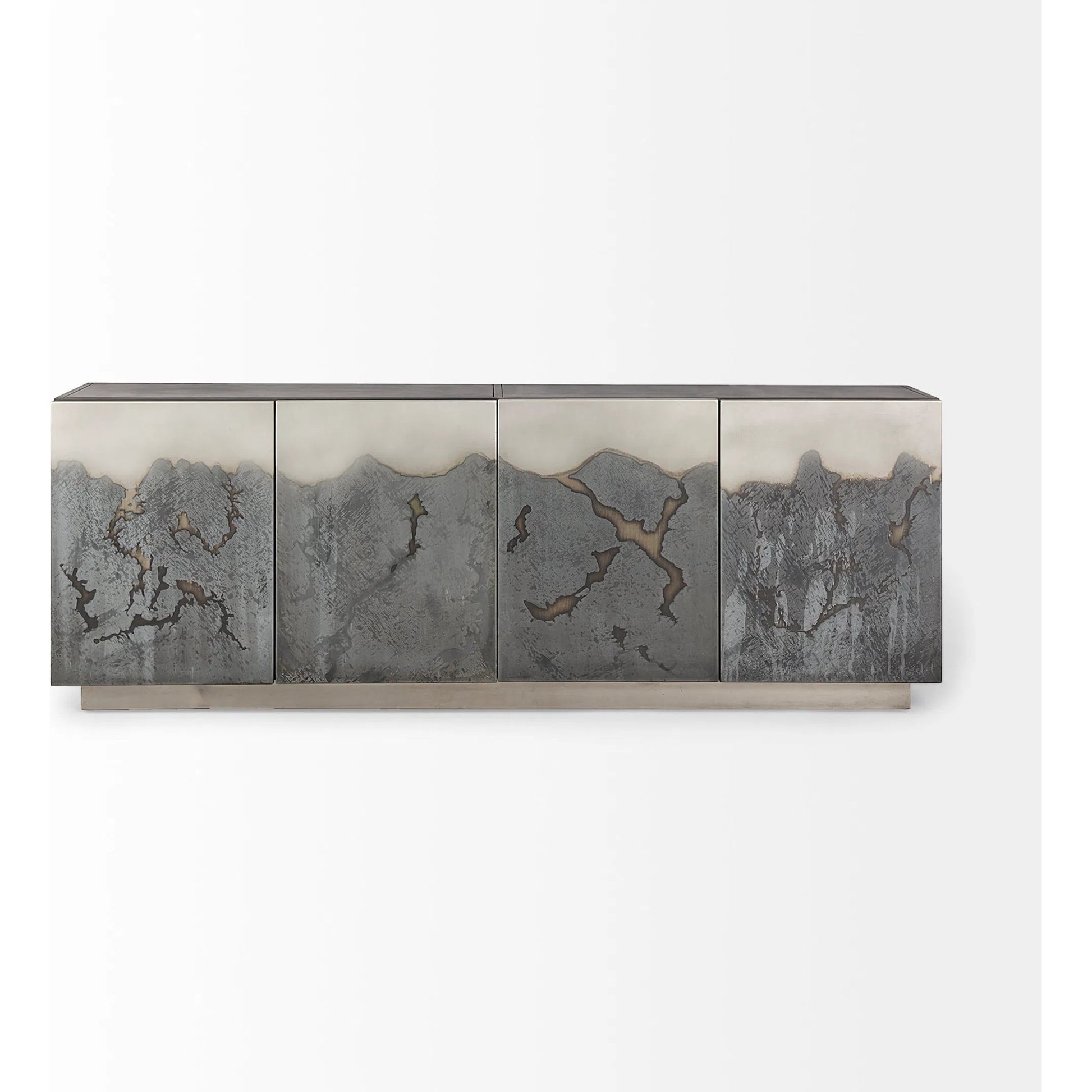 Roxdale Sideboard by Mercana in black, gray. Made from iron in a unique style.