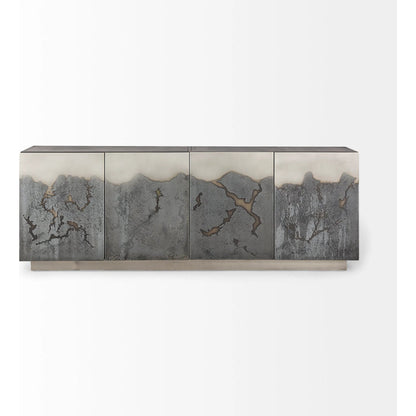 Roxdale Sideboard by Mercana in black, gray. Made from iron in a unique style.