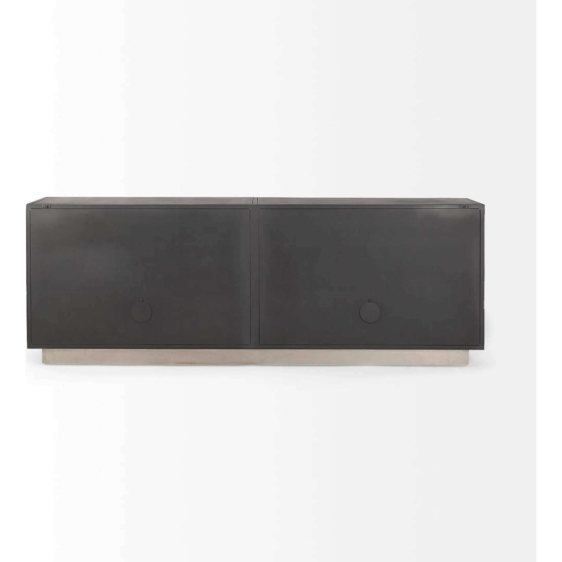 Roxdale Sideboard by Mercana in black, gray. Made from iron in a unique style.