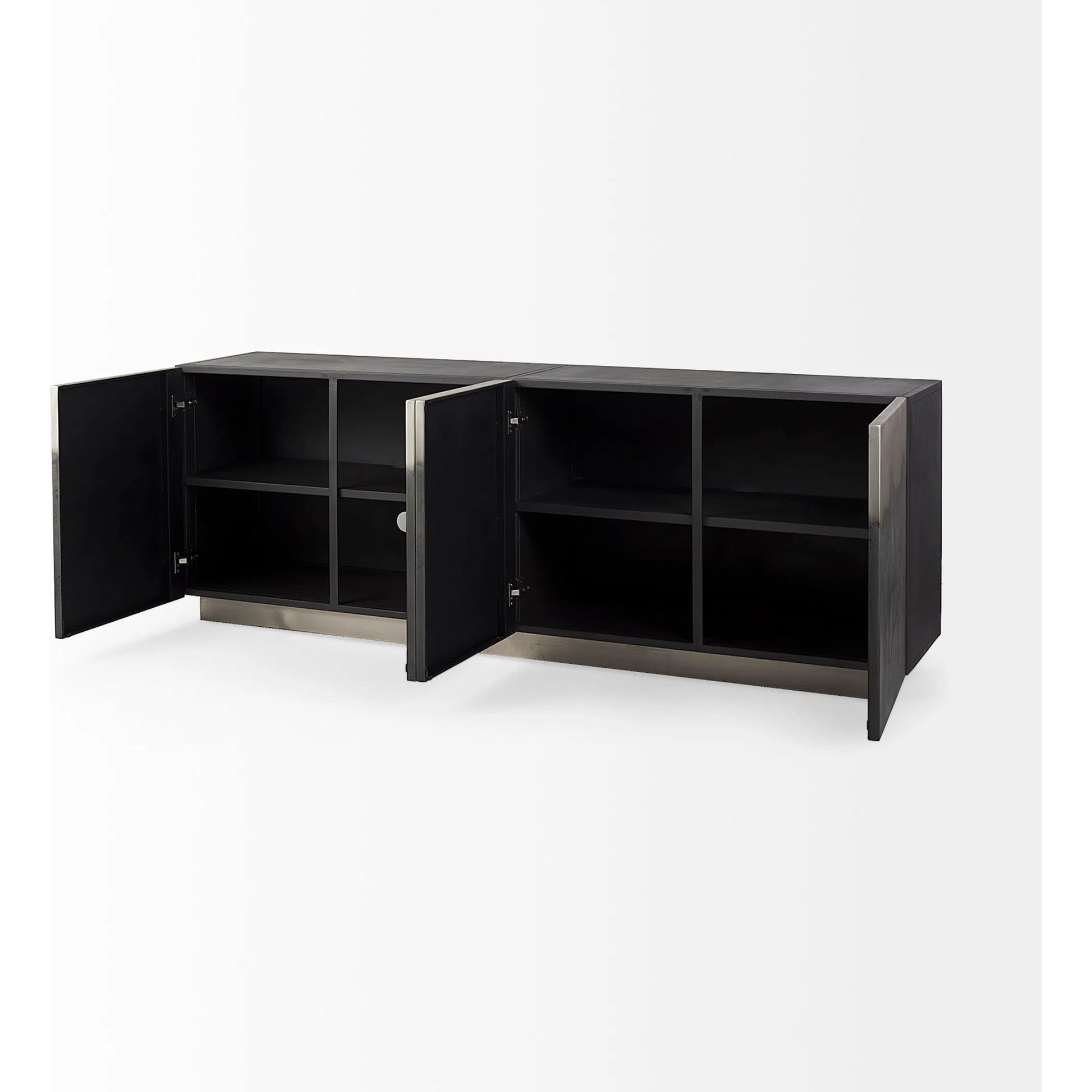 Roxdale Sideboard by Mercana in black, gray. Made from iron in a unique style.