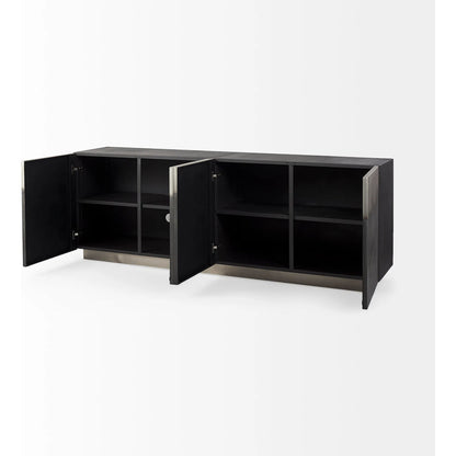 Roxdale Sideboard by Mercana in black, gray. Made from iron in a unique style.